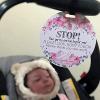 imageThree Little Tots  Flower Stop No Touching Baby Car Seat Sign or Stroller Tag  CPSIA Safety Tested