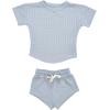 imageThree Little Tots Baby Boys Girls Summer Waffle Toddler Organic Cotton Modern Top ampamp Bottom 2pc SetSantorini