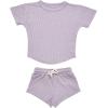 imageThree Little Tots Baby Boys Girls Summer Waffle Toddler Organic Cotton Modern Top ampamp Bottom 2pc SetWild Orchid