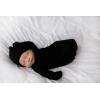 imageThree Little Tots Newborn Baby Knotted Tie Gown  InfantBlack Ribbed Hat