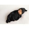 imageThree Little Tots Newborn Baby Knotted Tie Gown  InfantBlack Ribbed Hat