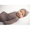 imageThree Little Tots Newborn Baby Knotted Tie Gown  InfantCocoa Ribbed With Hat