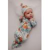 imageThree Little Tots Newborn Baby Knotted Tie Gown  InfantDinosaur With Hat