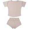 imageThree Little Tots Baby Boys Girls Summer Waffle Toddler Organic Cotton Modern Top ampamp Bottom 2pc SetTan