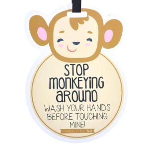 imageTHREE LITTLE TOTS  Animal Theme No Touching Baby Car Seat Sign or Stroller Tag  CPSIA Safety Tested LionMonkey