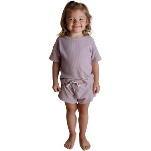 imageThree Little Tots Baby Boys Girls Summer Waffle Toddler Organic Cotton Modern Top ampamp Bottom 2pc SetWild Orchid
