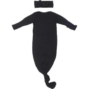 imageThree Little Tots Newborn Baby Knotted Tie Gown  InfantBlack Ribbed Bow