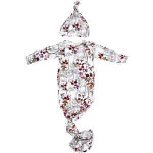 imageThree Little Tots Newborn Baby Knotted Tie Gown  InfantFlower Gown With Hat