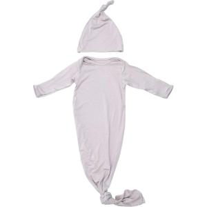 imageThree Little Tots Newborn Baby Knotted Tie Gown  InfantHarbor Mist Hat