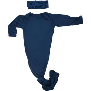 imageThree Little Tots Newborn Baby Knotted Tie Gown  InfantNavy With Bow