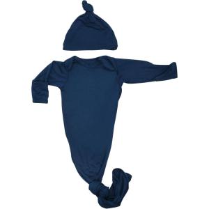 imageThree Little Tots Newborn Baby Knotted Tie Gown  InfantNavy With Hat