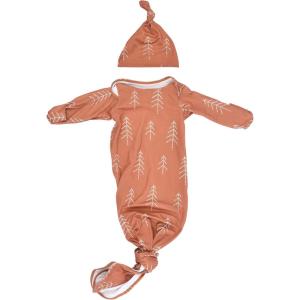 imageThree Little Tots Newborn Baby Knotted Tie Gown  InfantPine Gown  Hat