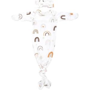 imageThree Little Tots Newborn Baby Knotted Tie Gown  InfantRainbow With Bow