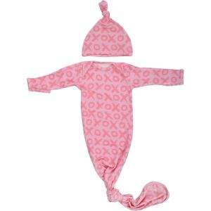 imageThree Little Tots Newborn Baby Knotted Tie Gown  InfantXoxo With Hat