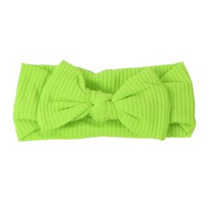 imageThree Little Tots Waffle Knit Knotted Headband Bow Cocoa SandsLime Green
