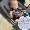 imageTHREE LITTLE TOTS  Blue Arrow Modern Stop No Touching Baby Car Seat Sign or Stroller Tag  CPSIA Safety Tested