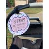 imageTHREE LITTLE TOTS  Blue Arrow Modern Stop No Touching Baby Car Seat Sign or Stroller Tag  CPSIA Safety Tested
