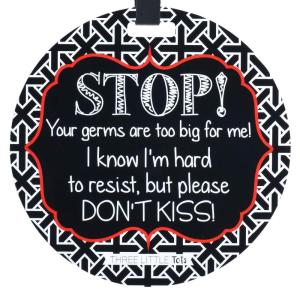 imageTHREE LITTLE TOTS  No Kissing Baby Car Seat Sign or Stroller Tag  CPSIA Safety Tested