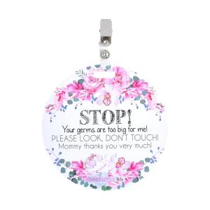 imageTHREE LITTLE TOTS  Please Dont Touch BabyCar Seat Sign or Stroller Tag  CPSIA Safety Tested FlowerFlower