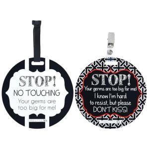 imageThree Little Tots Two Pack  No Kissing and Woodlands No Touching Baby Car Seat and Stroller Signs  CPSIA Safety TestedBlack White No Kissing
