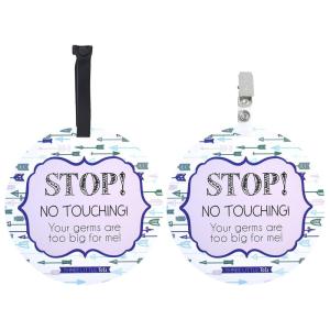 imageThree Little Tots Two Pack  No Kissing and Woodlands No Touching Baby Car Seat and Stroller Signs  CPSIA Safety TestedBlue Arrow