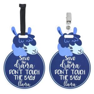 imageThree Little Tots Two Pack  No Kissing and Woodlands No Touching Baby Car Seat and Stroller Signs  CPSIA Safety TestedBlue Llama