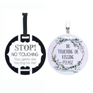 imageThree Little Tots Two Pack  No Kissing and Woodlands No Touching Baby Car Seat and Stroller Signs  CPSIA Safety TestedEucalyptus  Black  White