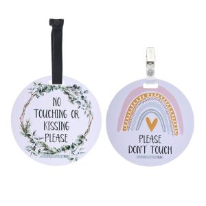 imageThree Little Tots Two Pack  No Kissing and Woodlands No Touching Baby Car Seat and Stroller Signs  CPSIA Safety TestedEucalyptus  Rainbow