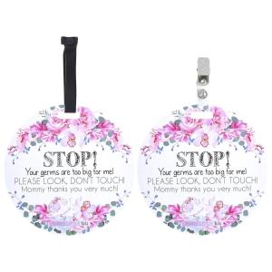 imageThree Little Tots Two Pack  No Kissing and Woodlands No Touching Baby Car Seat and Stroller Signs  CPSIA Safety TestedFlower