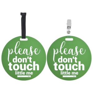 imageThree Little Tots Two Pack  No Kissing and Woodlands No Touching Baby Car Seat and Stroller Signs  CPSIA Safety TestedGreen