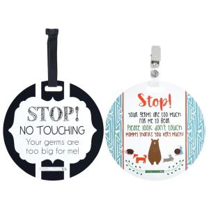 imageThree Little Tots Two Pack  No Kissing and Woodlands No Touching Baby Car Seat and Stroller Signs  CPSIA Safety TestedWoodlands Black White