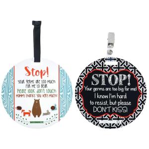 imageThree Little Tots Two Pack  No Kissing and Woodlands No Touching Baby Car Seat and Stroller Signs  CPSIA Safety TestedWoodlandsNokissing