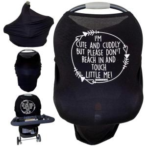 imageThree Little Tots  Car Seat 5 in 1 Cover  Im Cute ampamp Cuddly But Please Dont Touch Little MeBlack