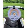 imageTHREE LITTLE TOTS  Rainbow Stop No Touching Baby Car Seat Sign or Stroller Tag  CPSIA Safety Tested