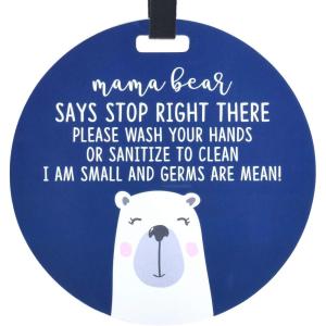 imageTHREE LITTLE TOTS  Mama Bear Sanitize and No Touching Baby Car Seat Sign or Stroller Tag  CPSIA Safety Tested