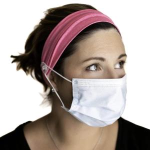 imageThree Little Tots Savior Band headbands with buttons for mask for nurses going out to the gym grocery store or other places to protect your ears Black ampamp WhitePink