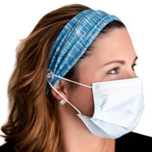 imageThree Little Tots Savior Band headbands with buttons for mask for nurses going out to the gym grocery store or other places to protect your ears Black ampamp WhiteCotton Candy