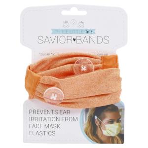 imageThree Little Tots Savior Band headbands with buttons for mask for nurses going out to the gym grocery store or other places to protect your ears Black ampamp WhiteOrange