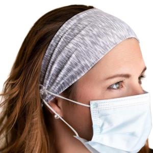 imageThree Little Tots Savior Band headbands with buttons for mask for nurses going out to the gym grocery store or other places to protect your ears Black ampamp WhiteCozy Gray