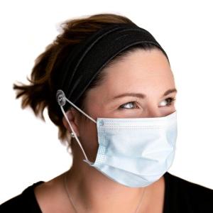 imageThree Little Tots Savior Band headbands with buttons for mask for nurses going out to the gym grocery store or other places to protect your ears Black ampamp WhiteDark Gray