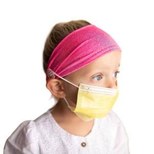 image:imageKids Savior Band headbands with buttons for mask for nurses going out to the gym grocery store or other places to protect your ears  Kids Pink