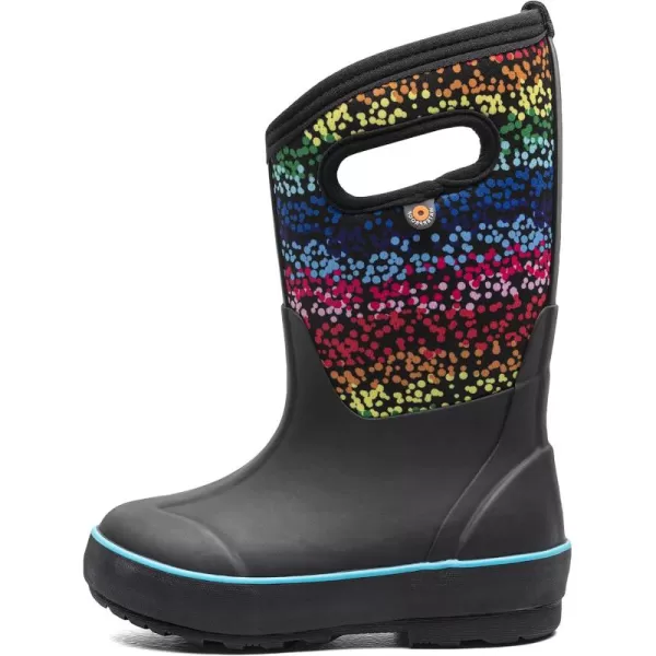 imageBOGS UnisexChild Kids Classic Waterproof Rain BootRainbow Dots Print  Black