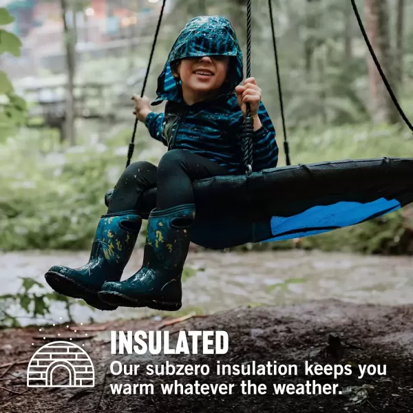 imageBOGS UnisexChild Waterproof Insulated Rubber and Neoprene Winter Rain BootNeo Camo Print  Blue