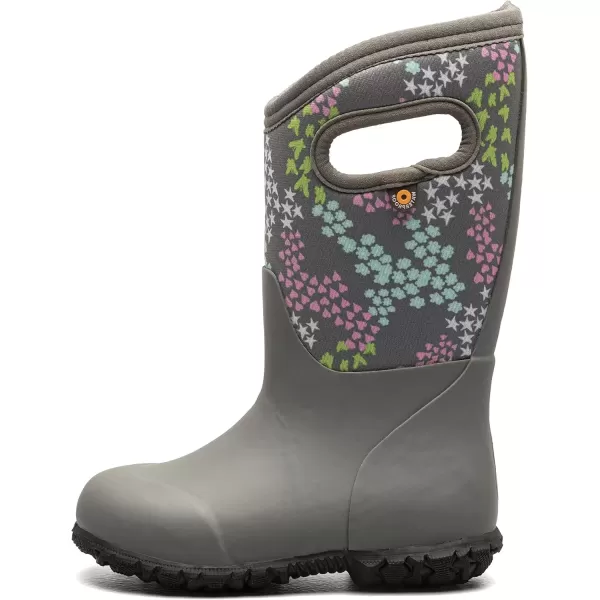 imageBOGS UnisexChild Waterproof Insulated Rubber and Neoprene Winter Rain BootStar Heart  Gray