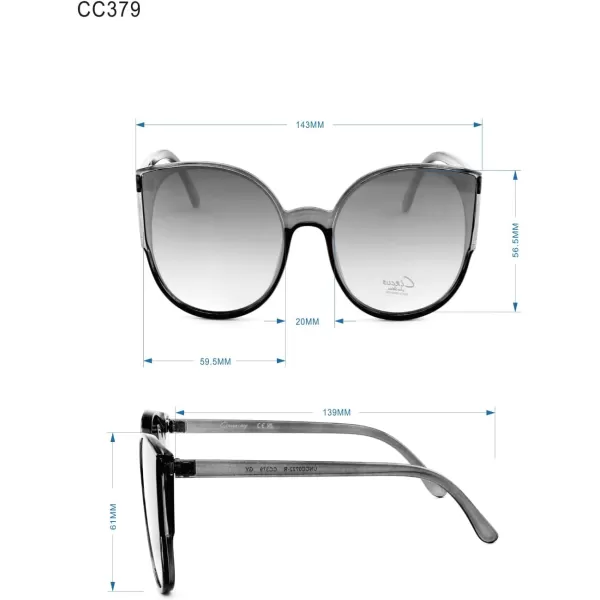 CIRCUS NY BY SAM EDELMAN Women's Cc379 Oversized Cat Eye Sunglasses with Uv400 Protection-Trendy Gifts for Her, 59.5mm