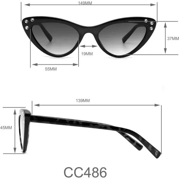 CIRCUS NY BY SAM EDELMAN Women's Cc486 Retro Glitz Cat Eye Sunglasses with Uv400 Protection-Trendy Gifts for Her, 55mm