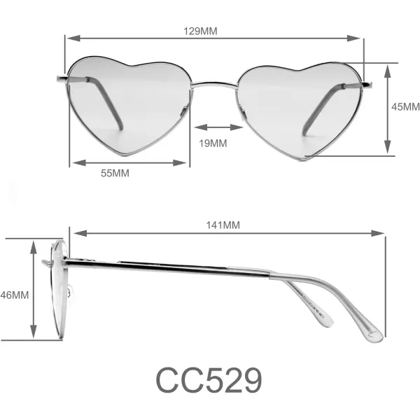 CIRCUS NY BY SAM EDELMAN Women's Cc529 Metal Heart Sunglasses with Uv400 Protection-Trendy Gifts for Her, 55mm