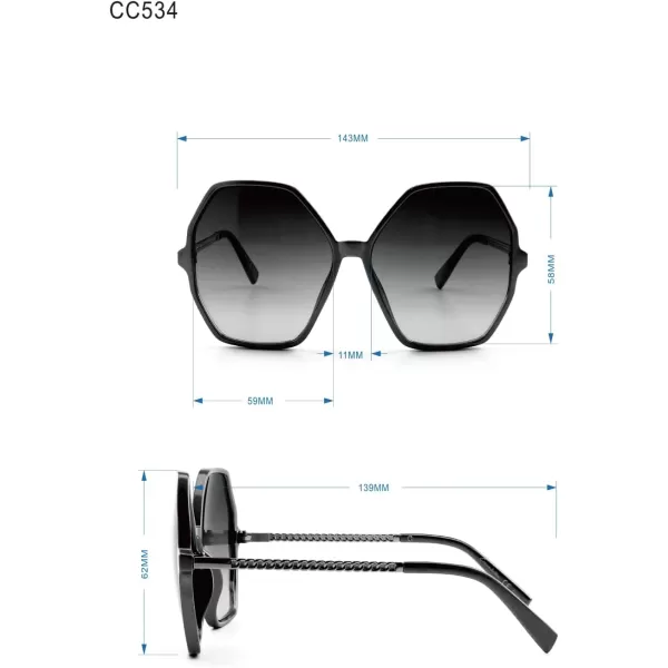 CIRCUS NY BY SAM EDELMAN Women's Cc534 Hexagonal Sunglasses with Uv400 Protection-Trendy Gifts for Her, 59mm