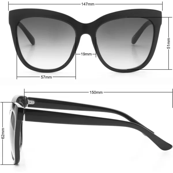 Circus NY Women's Cc483 Oversized Cat Eye Sunglasses with Uv400 Protection. Trendy Gifts for Her, 57 Mm