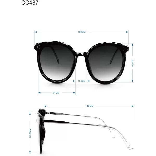 Circus NY Women's Cc487 Metal Temple Round Sunglasses with Uv400 Protection. Trendy Gifts for Her, 61 Mm
